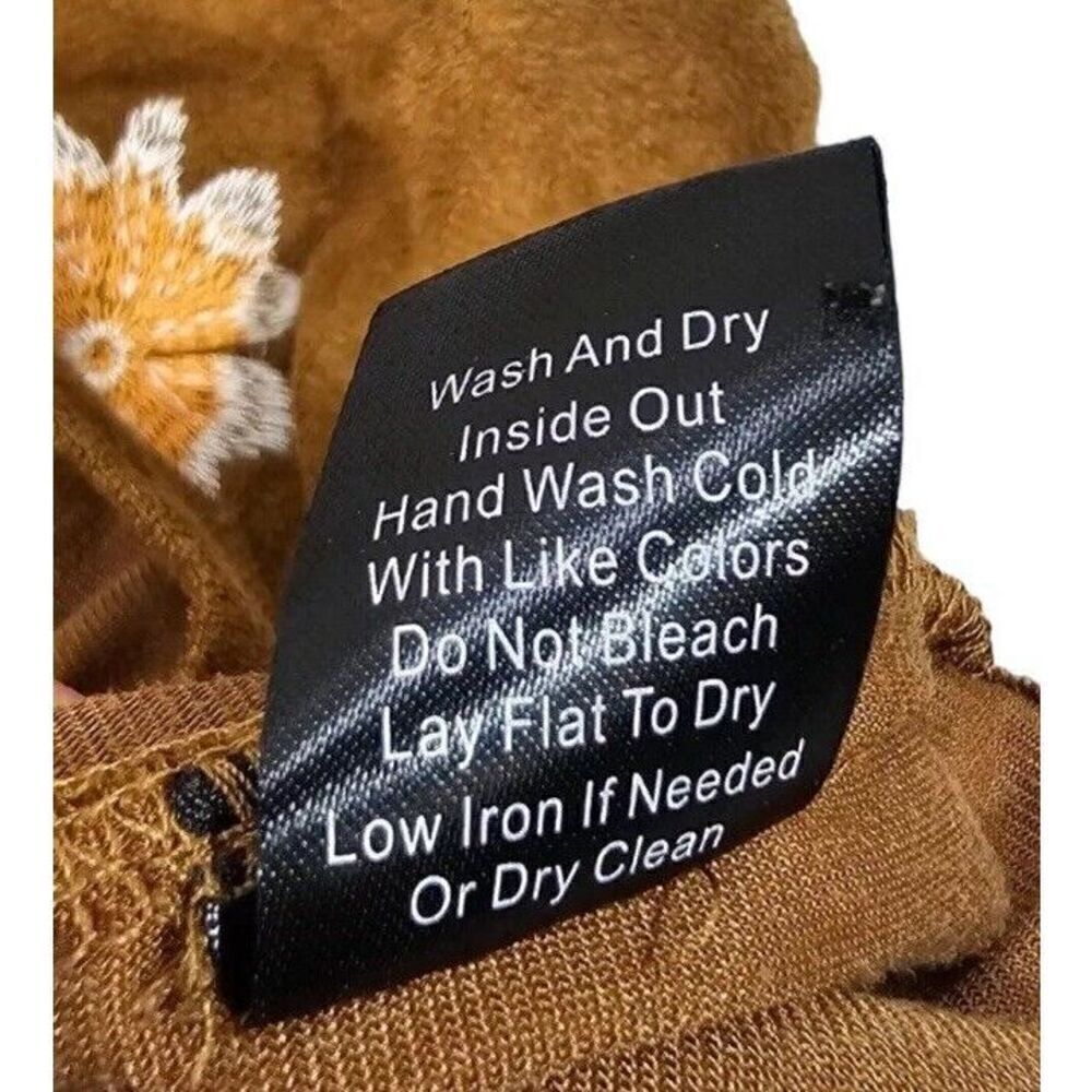 Altar’d State Suede Floral Brown Embroidered Racerback Slip Dress Women’s Small - Picture 13 of 13